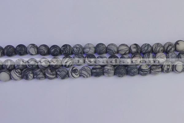CTJ403 15.5 inches 10mm round matte black water jasper beads