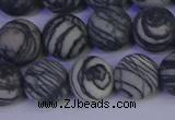CTJ404 15.5 inches 12mm round matte black water jasper beads