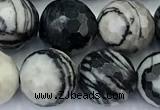 CTJ427 15 inches 10mm faceted round black water jasper beads