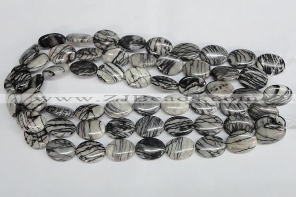 CTJ43 15.5 inches 15*20mm oval black water jasper beads wholesale