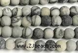 CTJ430 15 inches 4mm round matte black water jasper beads