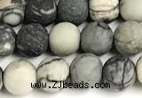 CTJ431 15 inches 6mm round matte black water jasper beads