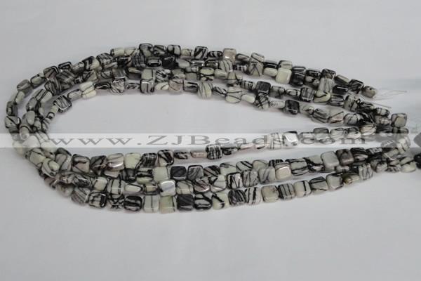 CTJ50 15.5 inches 8*8mm square black water jasper beads wholesale
