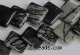 CTJ63 15.5 inches 14*14mm diamond black water jasper beads wholesale