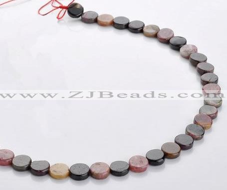 CTO01 9mm multicolored coin natural tourmaline beads Wholesale