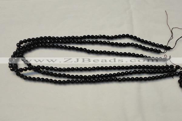 CTO106 15.5 inches 5mm faceted round natural black tourmaline beads