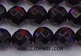 CTO138 15.5 inches 10mm faceted round black tourmaline beads