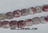 CTO205 15.5 inches 8*8mm square pink tourmaline gemstone beads