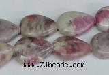 CTO214 15.5 inches 13*18mm flat teardrop pink tourmaline gemstone beads