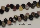 CTO37 15.5 inches 5*8mm flat teardrop natural tourmaline beads