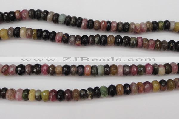 CTO377 15.5 inches 5*8mm faceted rondelle natural tourmaline beads