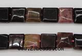 CTO387 15.5 inches 10*10mm square natural tourmaline beads wholesale