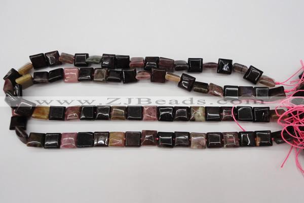 CTO387 15.5 inches 10*10mm square natural tourmaline beads wholesale