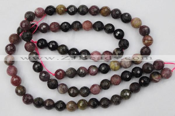 CTO46 15.5 inches 10mm faceted round natural tourmaline beads