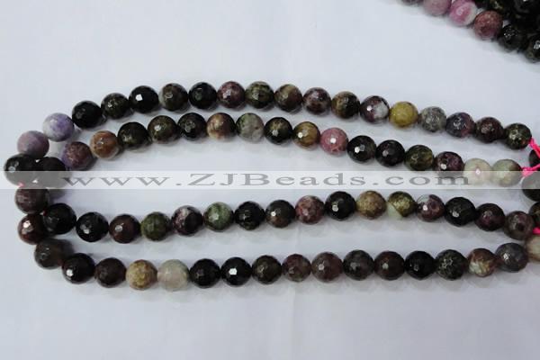 CTO464 15.5 inches 9mm faceted round natural tourmaline gemstone beads