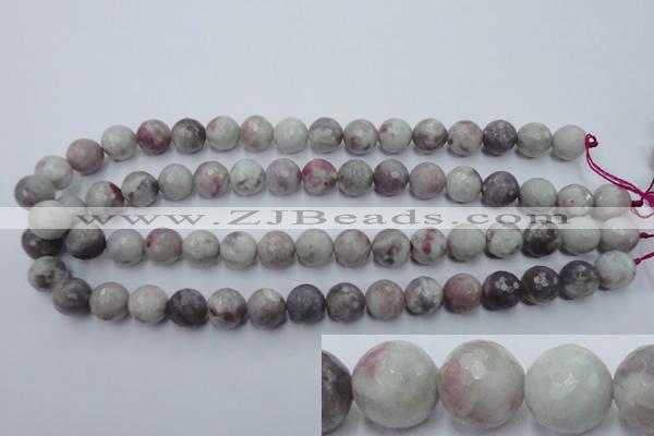 CTO484 15.5 inches 12mm faceted round pink tourmaline gemstone beads