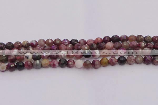 CTO635 15.5 inches 6mm faceted round tourmaline gemstone beads