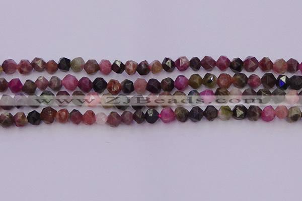 CTO650 15.5 inches 6mm faceted nuggets tourmaline gemstone beads