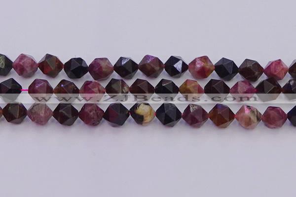 CTO652 15.5 inches 10mm faceted nuggets tourmaline gemstone beads