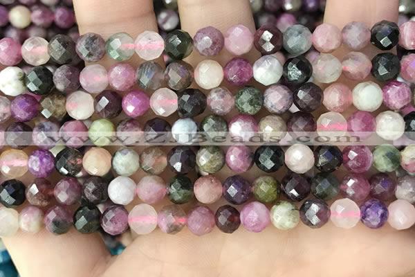 CTO676 15.5 inches 6mm faceted round natural tourmaline beads