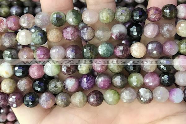 CTO677 15.5 inches 8mm faceted round natural tourmaline beads