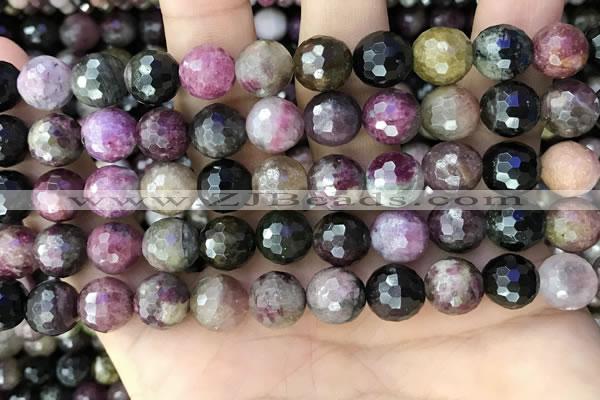 CTO678 15.5 inches 10mm faceted round natural tourmaline beads