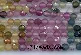 CTO735 15 inches 2mm faceted round tourmaline beads