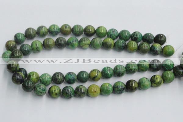 CTP06 15.5 inches 14mm round yellow green pine gemstone beads wholesale