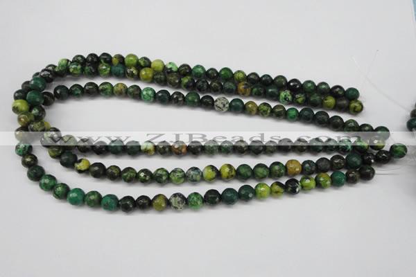 CTP212 15.5 inches 8mm faceted round yellow pine turquoise beads
