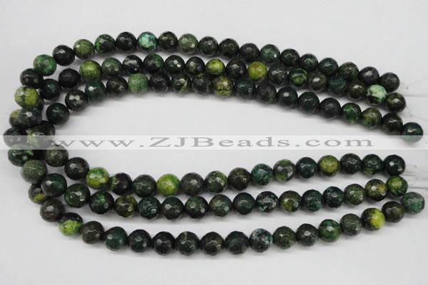 CTP213 15.5 inches 10mm faceted round yellow pine turquoise beads