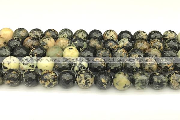 CTP233 15 inches 10mm faceted round yellow turquoise beads