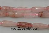 CTR02 15.5 inches 6*16mm faceted teardrop pink quartz beads