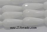 CTR105 15.5 inches 8*20mm faceted teardrop white porcelain beads