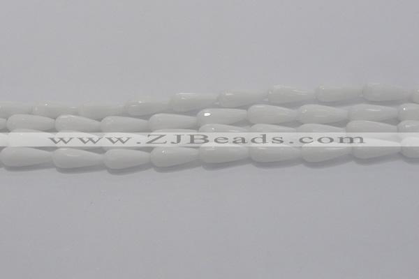 CTR105 15.5 inches 8*20mm faceted teardrop white porcelain beads