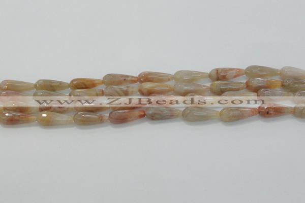 CTR107 15.5 inches 8*20mm faceted teardrop yellow agate beads