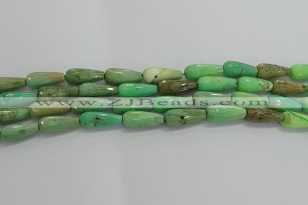 CTR113 15.5 inches 8*20mm faceted teardrop grass agate beads