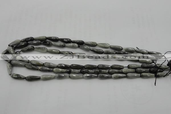 CTR12 15.5 inches 6*16mm faceted teardrop eagle eye jasper beads