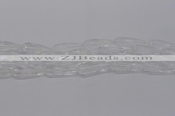 CTR130 15.5 inches 10*30mm faceted teardrop white crystal beads