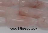 CTR132 15.5 inches 10*30mm faceted teardrop pink quartz beads