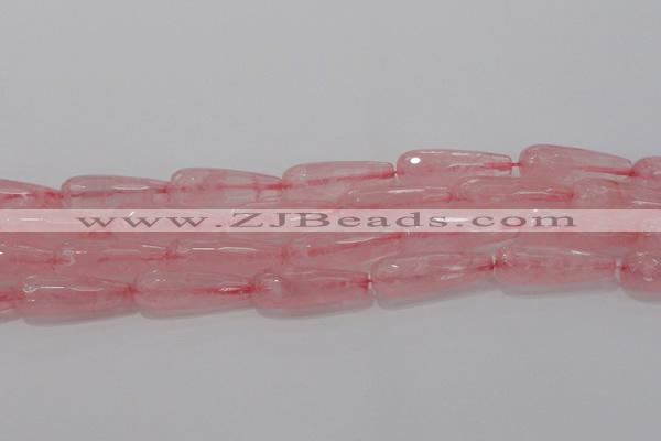 CTR133 15.5 inches 10*30mm faceted teardrop rose quartz beads