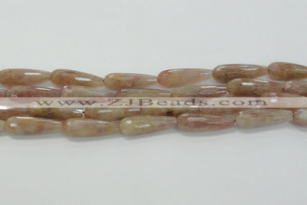 CTR134 15.5 inches 10*30mm faceted teardrop strawberry quartz beads