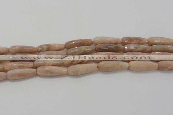 CTR138 15.5 inches 10*30mm faceted teardrop moonstone gemstone beads