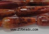 CTR143 15.5 inches 10*30mm faceted teardrop natural fire agate beads