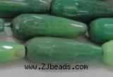 CTR144 15.5 inches 10*30mm faceted teardrop grass agate beads