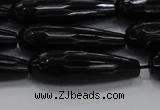 CTR145 15.5 inches 10*30mm faceted teardrop black agate beads