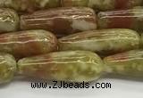 CTR152 15.5 inches 6*16mm teardrop green dragon serpentine jasper beads