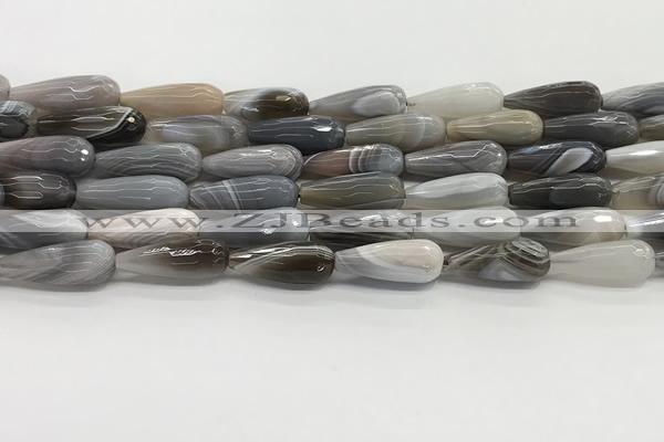CTR154 15.5 inches 8*20mm faceted teardrop grey Botswana agate beads