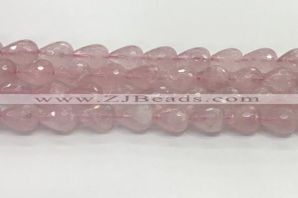 CTR158 15.5 inches 12*16mm faceted teardrop rose quartz beads