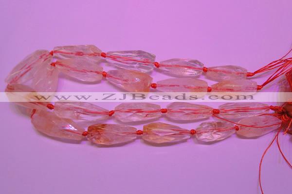 CTR201 15*30mm - 18*45mm faceted teardrop citrine gemstone beads