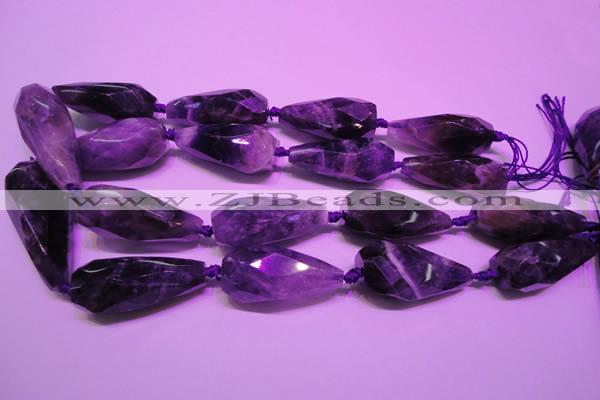 CTR205 15*30mm - 18*45mm faceted teardrop amethyst gemstone beads